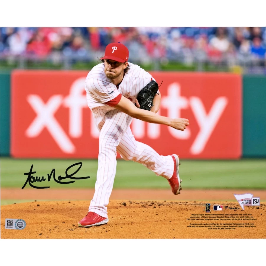 Autographed Philadelphia Phillies Aaron Nola Fanatics Authentic 8" X 10" Throwing Photograph