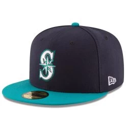 Men's Seattle Mariners New Era Navy/Aqua Alternate Authentic Collection On Field 59FIFTY Fitted Hat