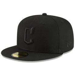 Men's Cleveland Guardians New Era Black/Black 59FIFTY Fitted Hat
