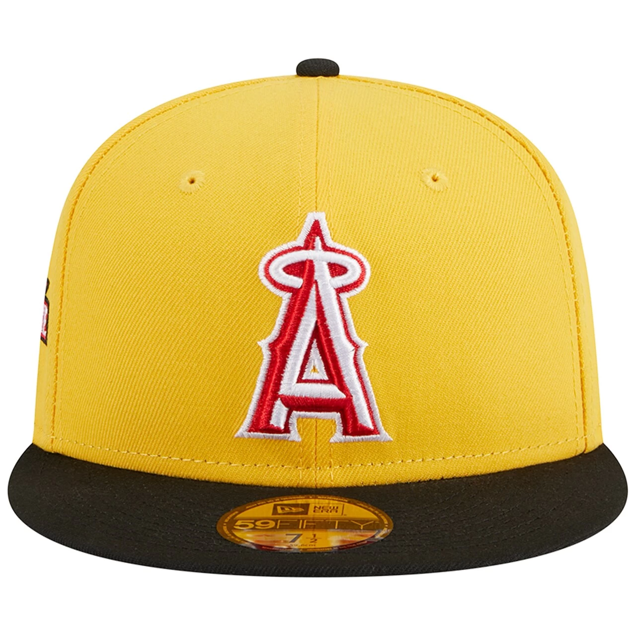 Men's Los Angeles Angels New Era Yellow/Black Grilled 59FIFTY Fitted Hat - Image 2