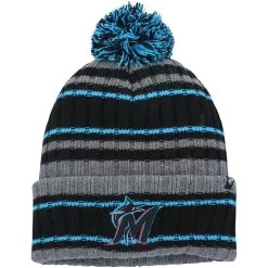 Men's Miami Marlins '47 Gray/Black Rexford Cuffed Knit Hat With Pom