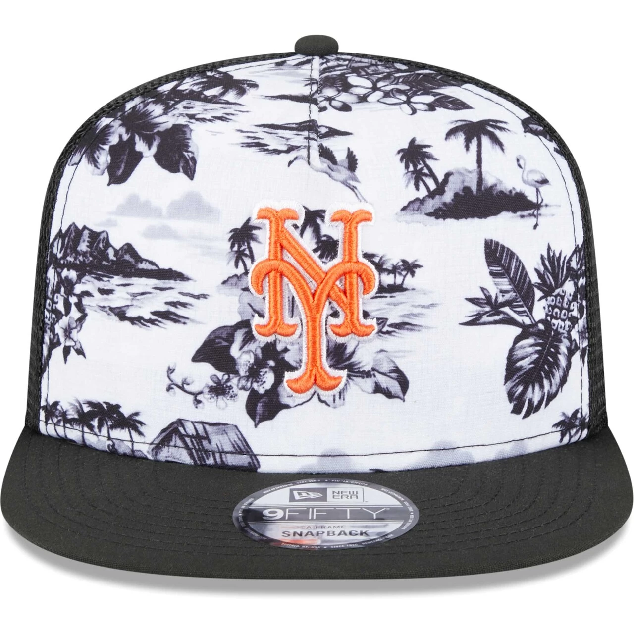 Men's New York Mets New Era White/Black Vacay 2.0 A-Frame Trucker 9FIFTY Snapback Hat - Image 2