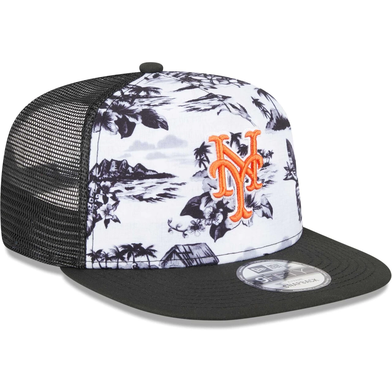 Men's New York Mets New Era White/Black Vacay 2.0 A-Frame Trucker 9FIFTY Snapback Hat - Image 3