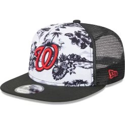 Men's Washington Nationals New Era White/Black Vacay 2.0 A-Frame Trucker 9FIFTY Snapback Hat