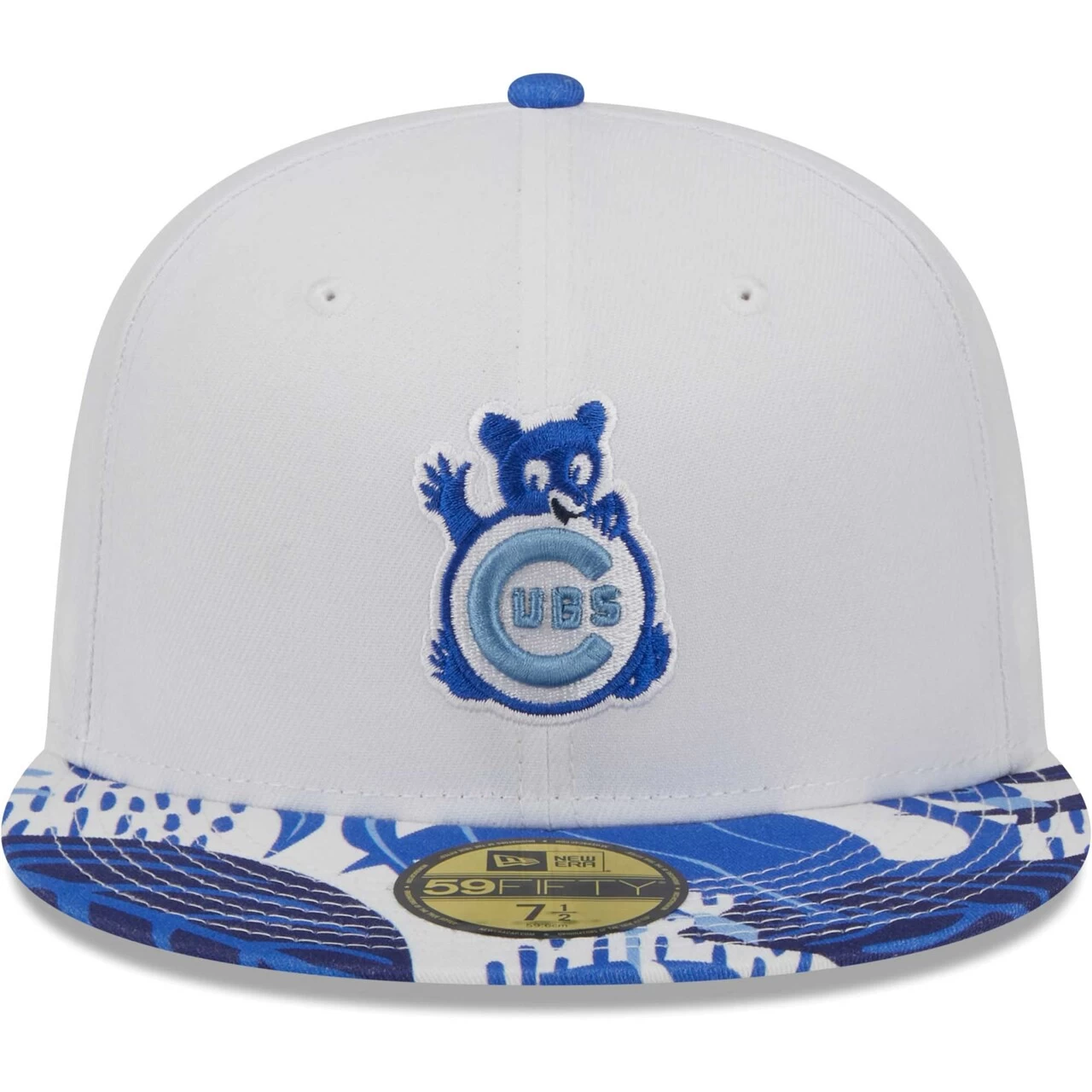 Men's Chicago Cubs New Era White/Blue Flamingo 59FIFTY Fitted Hat - Image 2