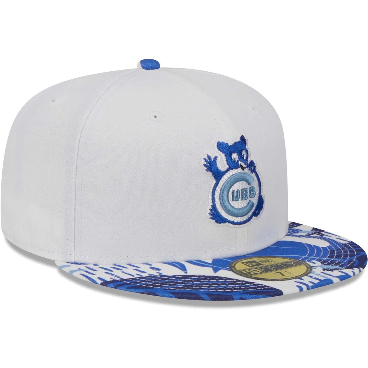 Men's Chicago Cubs New Era White/Blue Flamingo 59FIFTY Fitted Hat - Image 3
