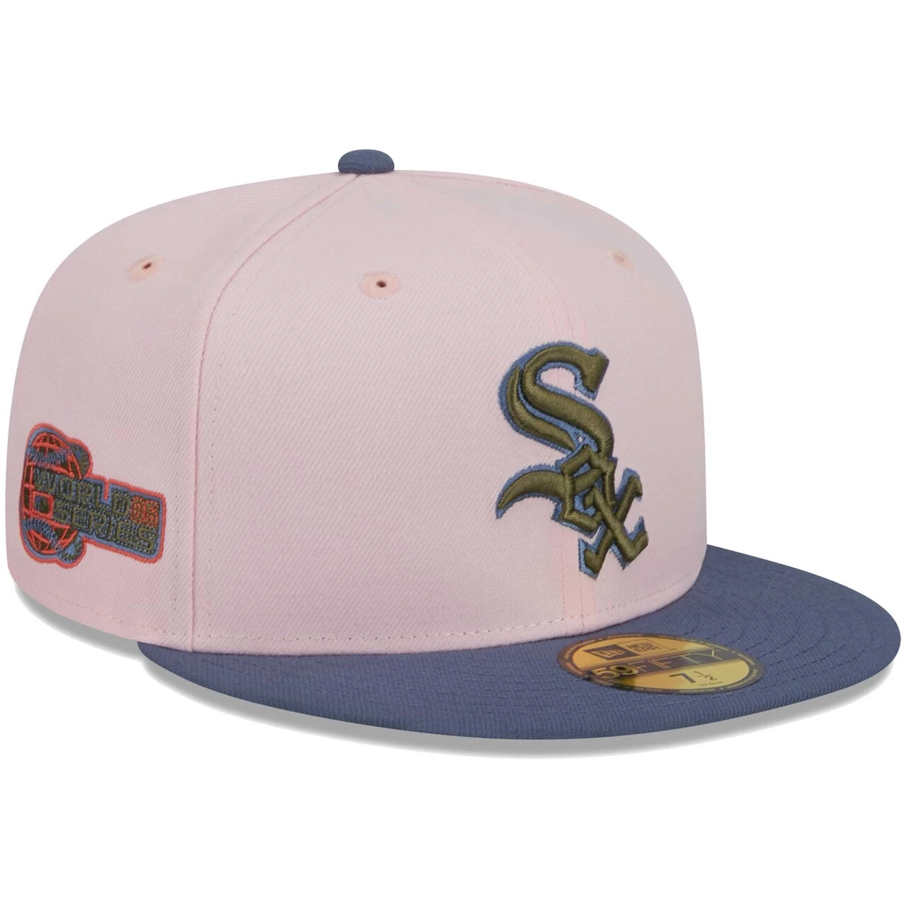 Men's Chicago White Sox New Era Pink/Blue Olive Undervisor 59FIFTY Fitted Hat