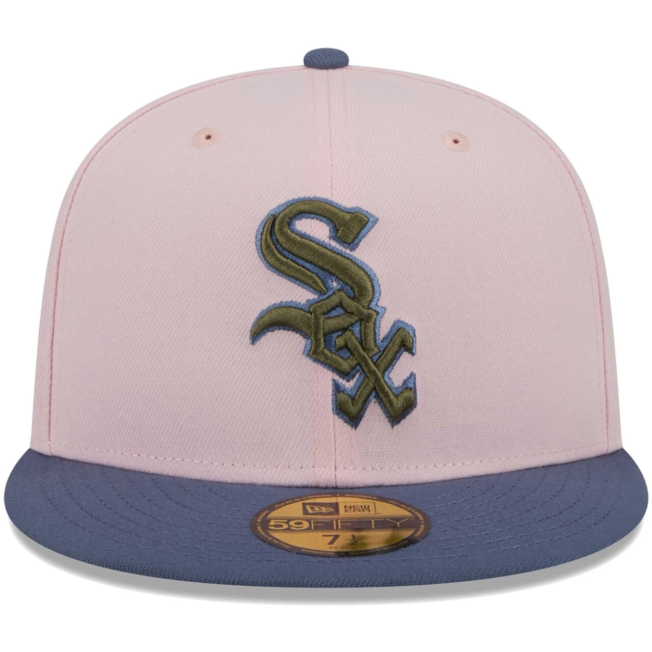 Men's Chicago White Sox New Era Pink/Blue Olive Undervisor 59FIFTY Fitted Hat - Image 2