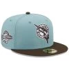 Men's Florida Marlins New Era Light Blue/Brown Cooperstown Collection 1997 World Series Beach Kiss 59FIFTY Fitted Hat