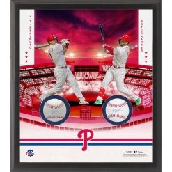 Multi-Signed Philadelphia Phillies Bryce Harper & J.T. Realmuto Fanatics Authentic Framed Two Baseball Shadowbox Collage