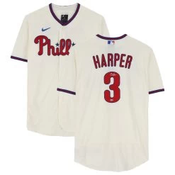 Bryce Harper Philadelphia Phillies Autographed Fanatics Authentic Cream Nike Authentic Jersey