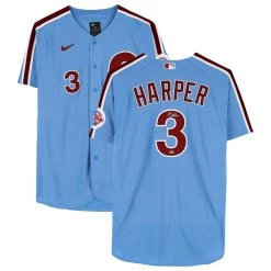 Bryce Harper Philadelphia Phillies Autographed Fanatics Authentic Light Blue Alternate Nike Authentic Jersey