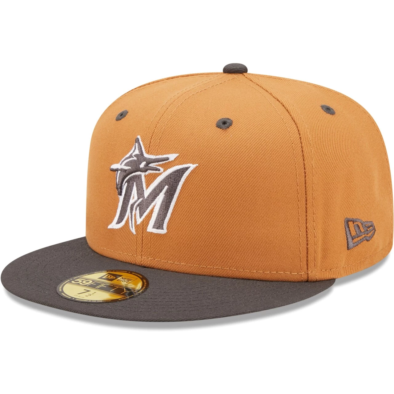 Men's Miami Marlins New Era Brown/Charcoal Two-Tone Color Pack 59FIFTY Fitted Hat
