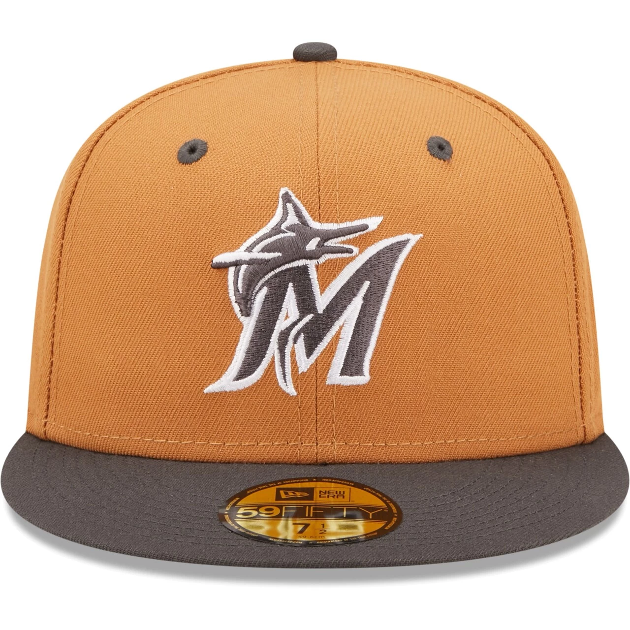 Men's Miami Marlins New Era Brown/Charcoal Two-Tone Color Pack 59FIFTY Fitted Hat - Image 2