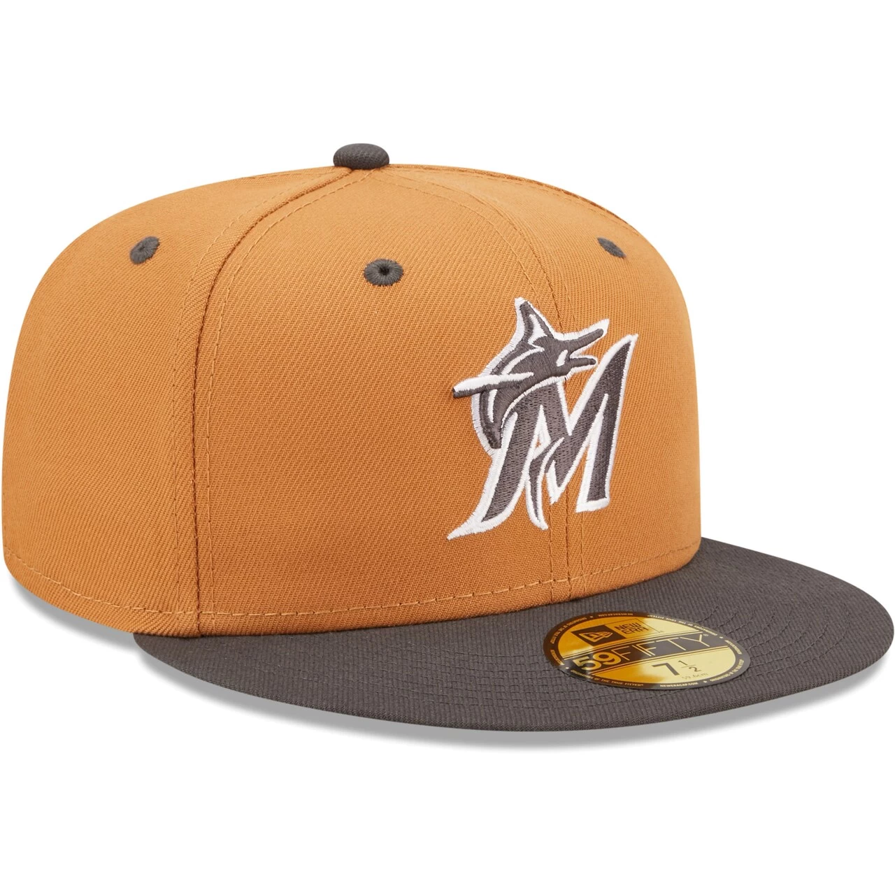Men's Miami Marlins New Era Brown/Charcoal Two-Tone Color Pack 59FIFTY Fitted Hat - Image 3