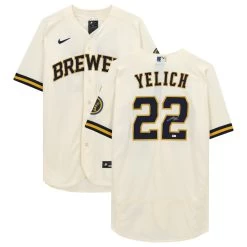 Autographed Milwaukee Brewers Christian Yelich Fanatics Authentic Cream Nike Authentic Jersey