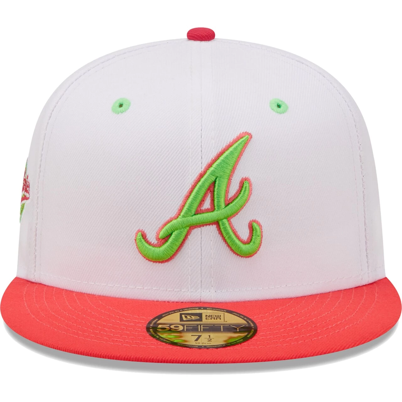 Men's Atlanta Braves New Era White/Coral 1995 World Series Strawberry Lolli 59FIFTY Fitted Hat - Image 2