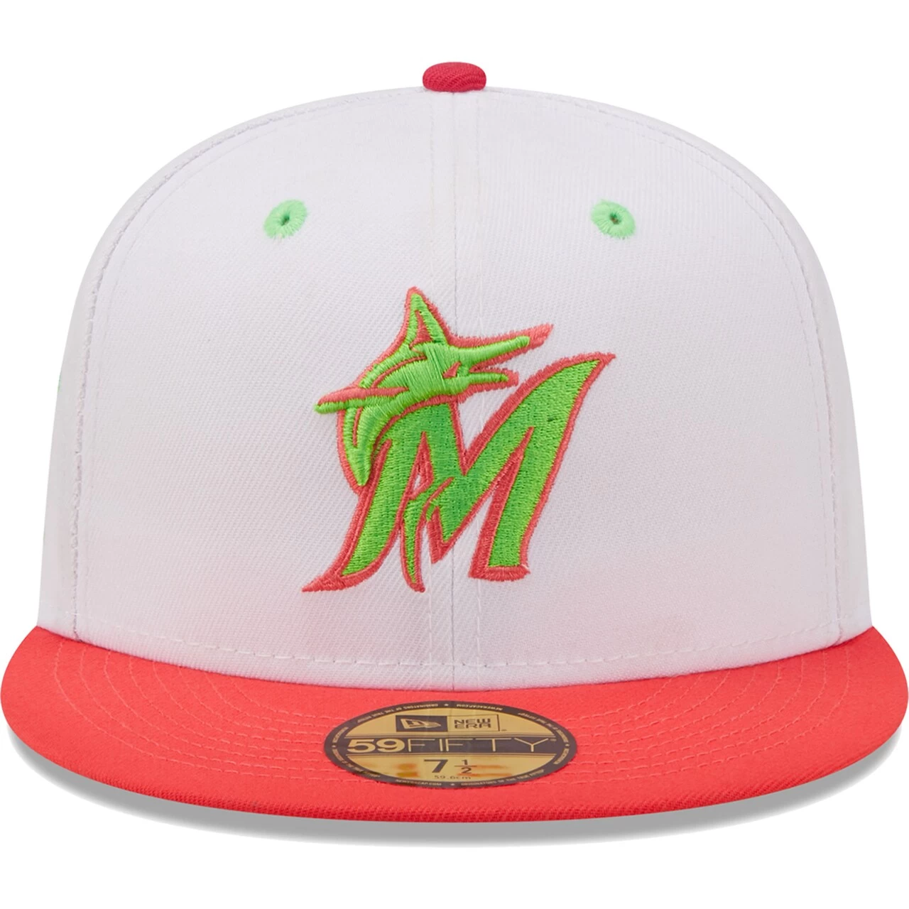 Men's Miami Marlins New Era White/Coral 25th Anniversary Strawberry Lolli 59FIFTY Fitted Hat - Image 2