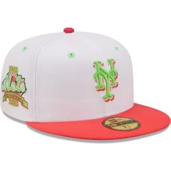 Men's New York Mets New Era White/Coral 40th Anniversary Strawberry Lolli 59FIFTY Fitted Hat