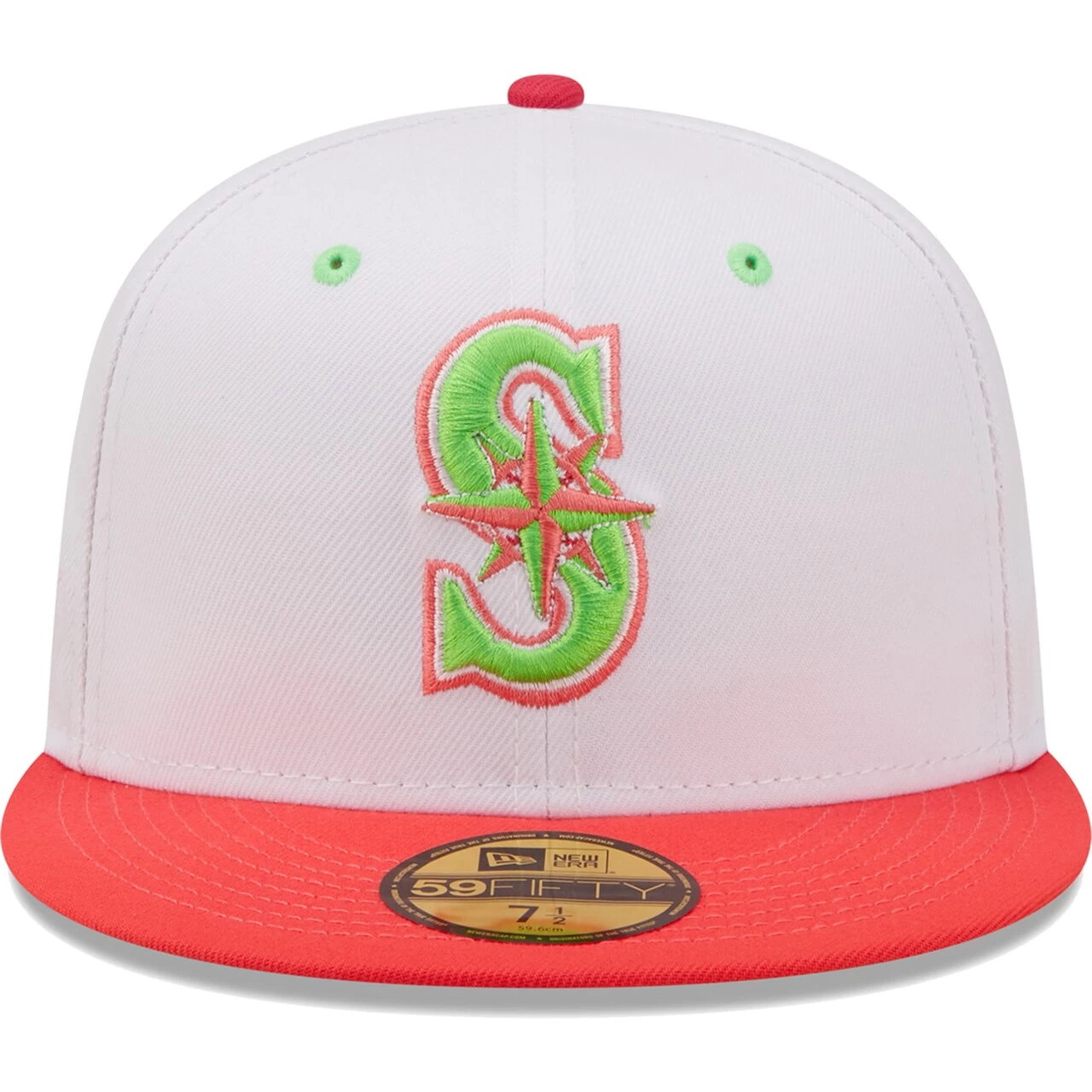 Men's Seattle Mariners New Era White/Coral 25th Anniversary Strawberry Lolli 59FIFTY Fitted Hat - Image 2