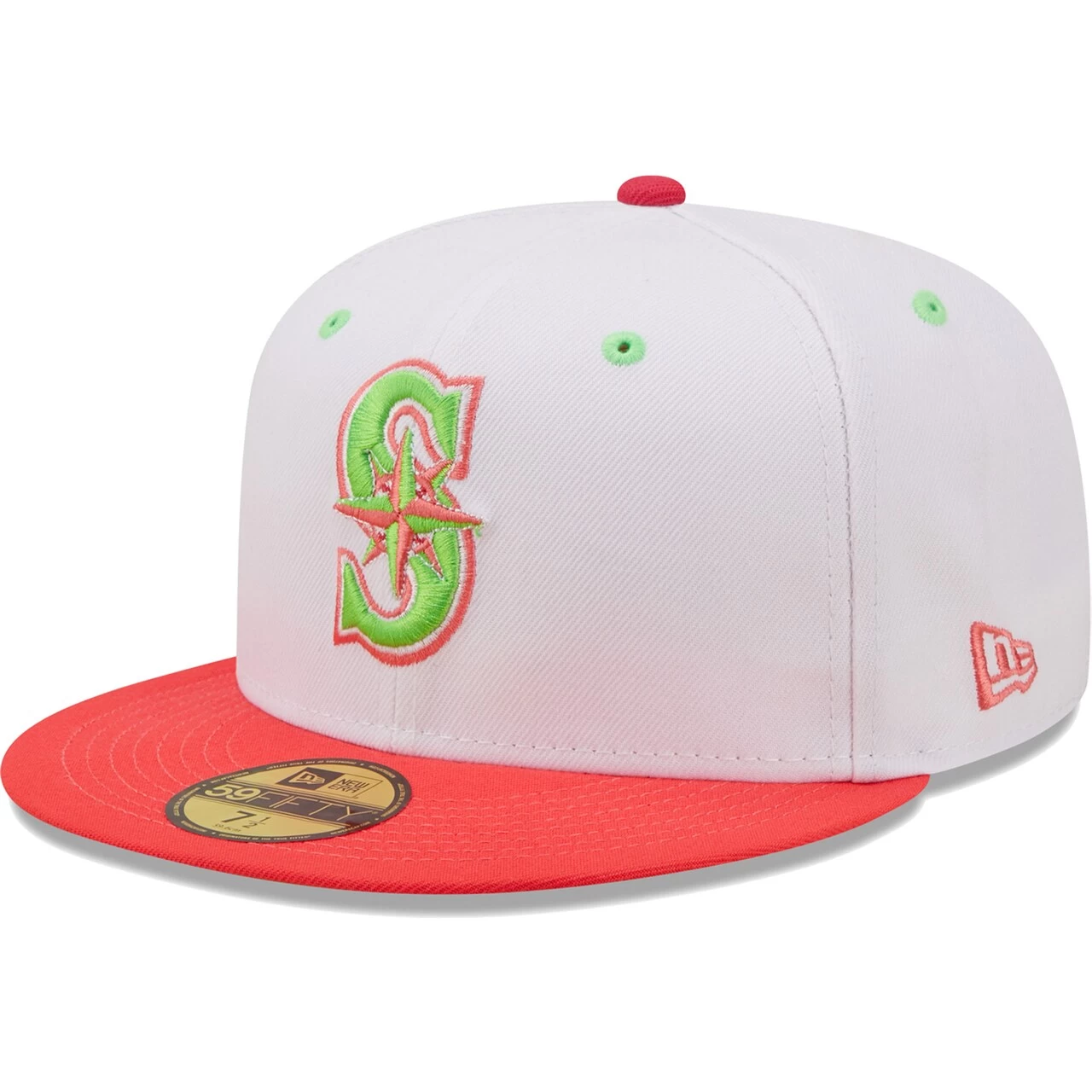 Men's Seattle Mariners New Era White/Coral 25th Anniversary Strawberry Lolli 59FIFTY Fitted Hat - Image 3