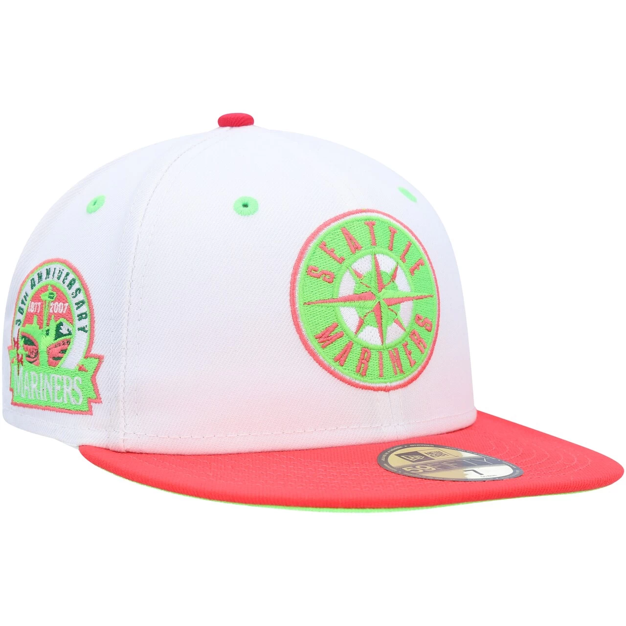 Men's Seattle Mariners New Era White/Coral 30th Anniversary Strawberry Lolli 59FIFTY Fitted Hat