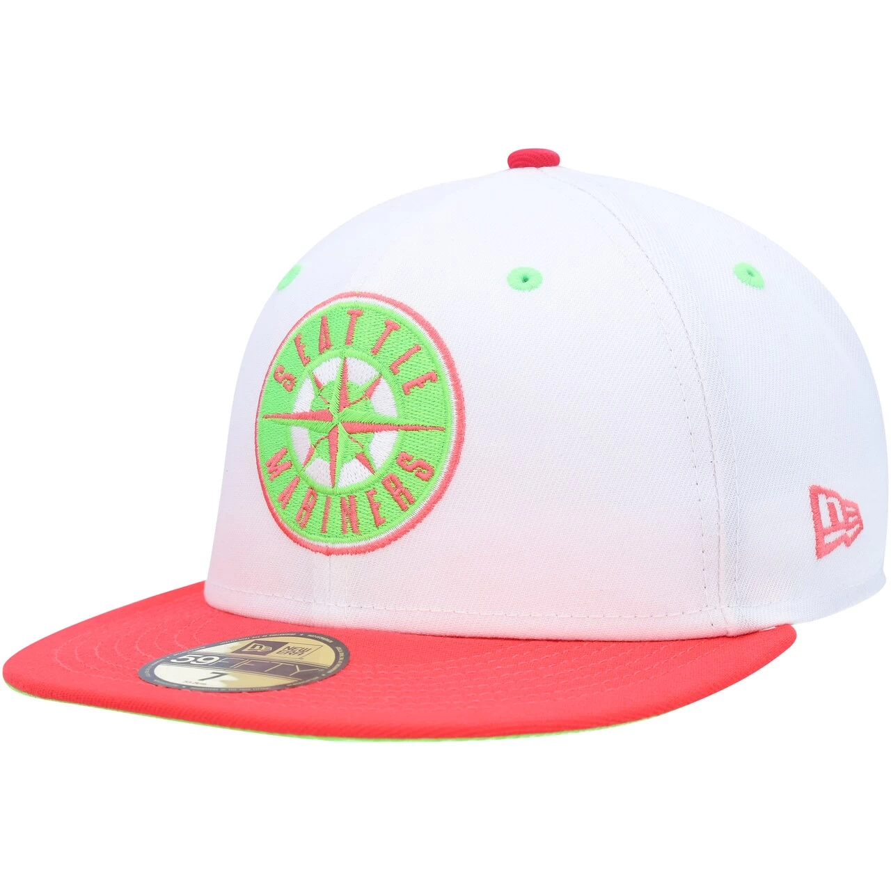 Men's Seattle Mariners New Era White/Coral 30th Anniversary Strawberry Lolli 59FIFTY Fitted Hat - Image 3
