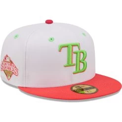 Men's Tampa Bay Rays New Era White/Coral 2008 World Series Strawberry Lolli 59FIFTY Fitted Hat