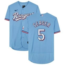 Autographed Texas Rangers Corey Seager Fanatics Authentic Blue Nike Authentic Jersey