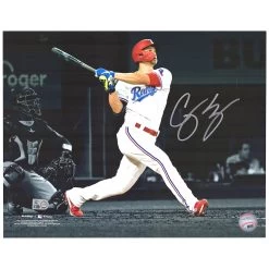 Autographed Texas Rangers Corey Seager Fanatics Authentic 11" X 14" Spotlight Hitting Photograph