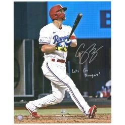 Autographed Texas Rangers Corey Seager Fanatics Authentic 16" X 20" Hitting Photograph With "Let's Go Rangers!" Inscription - Limited Edition Of 22