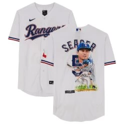 Corey Seager Texas Rangers Autographed Fanatics Authentic White Nike Authentic Jersey - Art By David Arrigo - Limited Edition Of 1