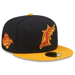 Men's Florida Marlins New Era Navy/Gold Primary Logo 59FIFTY Fitted Hat