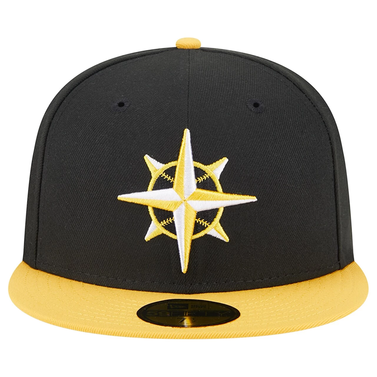 Men's Seattle Mariners New Era Black/Gold 59FIFTY Fitted Hat - Image 2