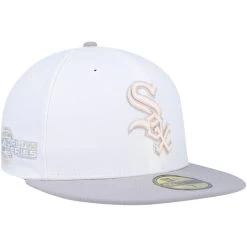 Men's Chicago White Sox New Era White/Gray 2005 World Series Side Patch Peach Undervisor 59FIFTY Fitted Hat