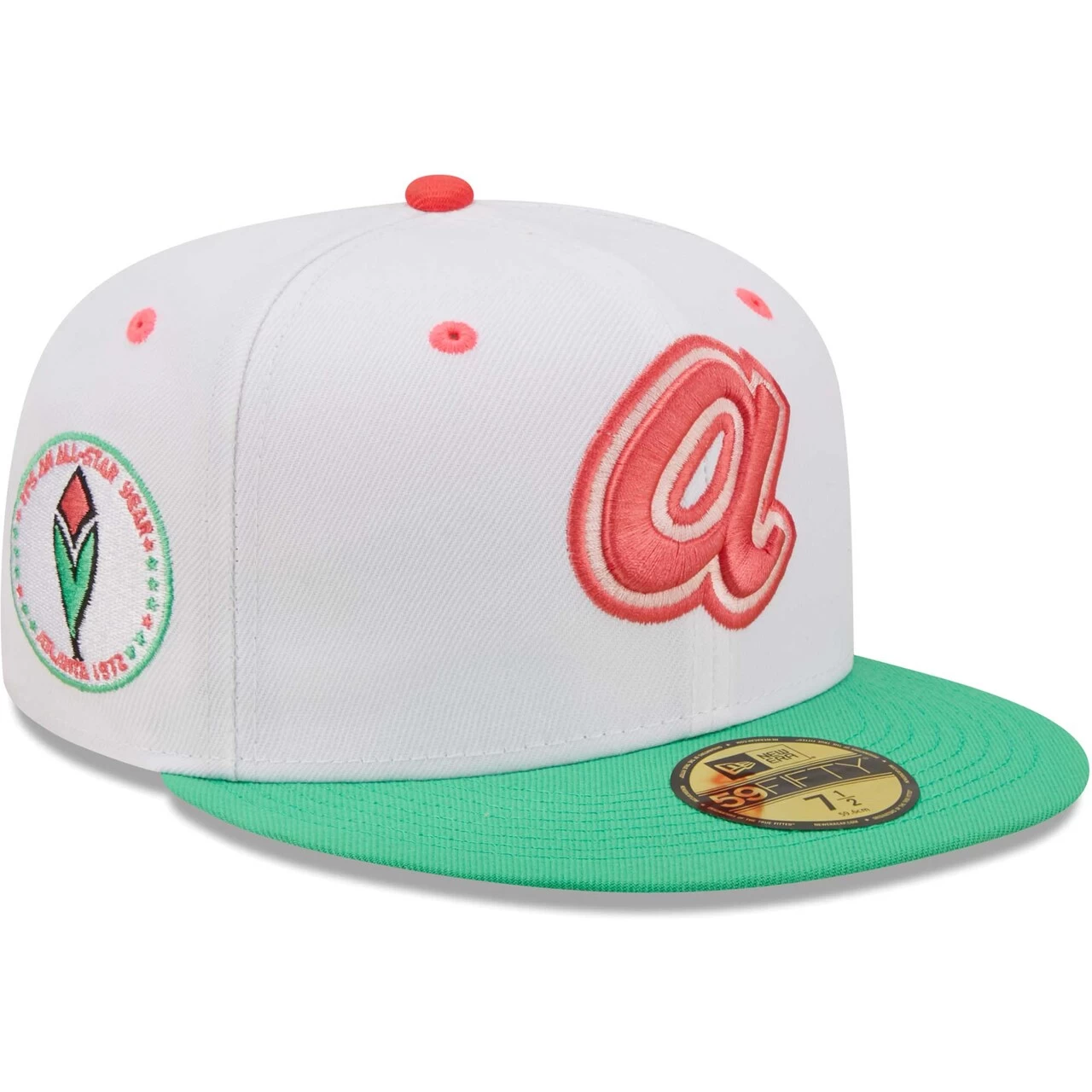 Men's Atlanta Braves New Era White/Green 1972 MLB All-Star Game Watermelon Lolli 59FIFTY Fitted Hat