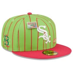 Men's Chicago White Sox New Era Pink/Green MLB X Big League Chew Wild Pitch Watermelon Flavor Pack 59FIFTY Fitted Hat