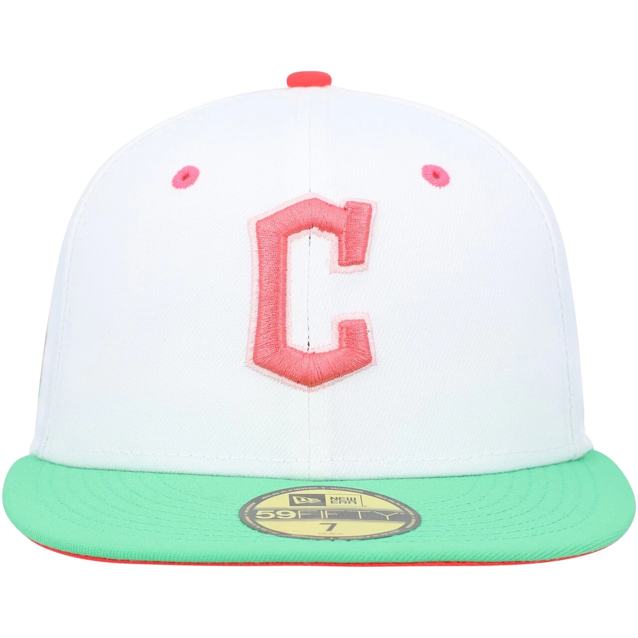 Men's Cleveland Guardians New Era White/Green Watermelon Lolli 59FIFTY Fitted Hat - Image 2