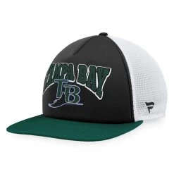 Men's Tampa Bay Rays Fanatics Branded Black/Green Heritage Foam Front Trucker Snapback Hat