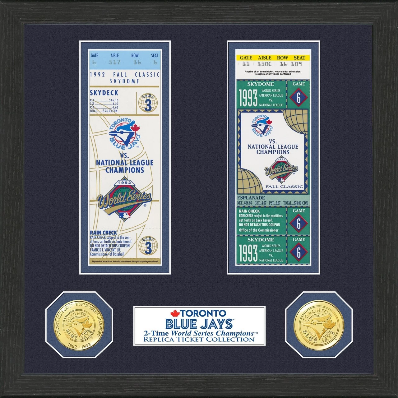 Toronto Blue Jays Highland Mint 13" X 13" World Series Ticket Collection