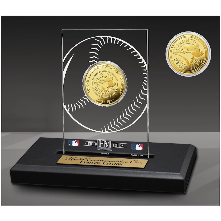 Toronto Blue Jays Highland Mint 2-Time World Series Champions Acrylic Gold Coin Desk Top Display