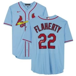 Autographed St. Louis Cardinals Jack Flaherty Fanatics Authentic Light Blue Nike Replica Jersey