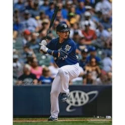 Autographed Milwaukee Brewers Keston Hiura Fanatics Authentic 16" X 20" Hitting Photograph