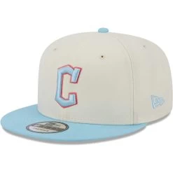 Men's Cleveland Guardians New Era Cream/Light Blue Spring Basic Two-Tone 9FIFTY Snapback Hat