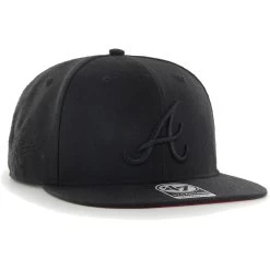 Men's Atlanta Braves '47 Black On Black Sure Shot Captain Snapback Hat