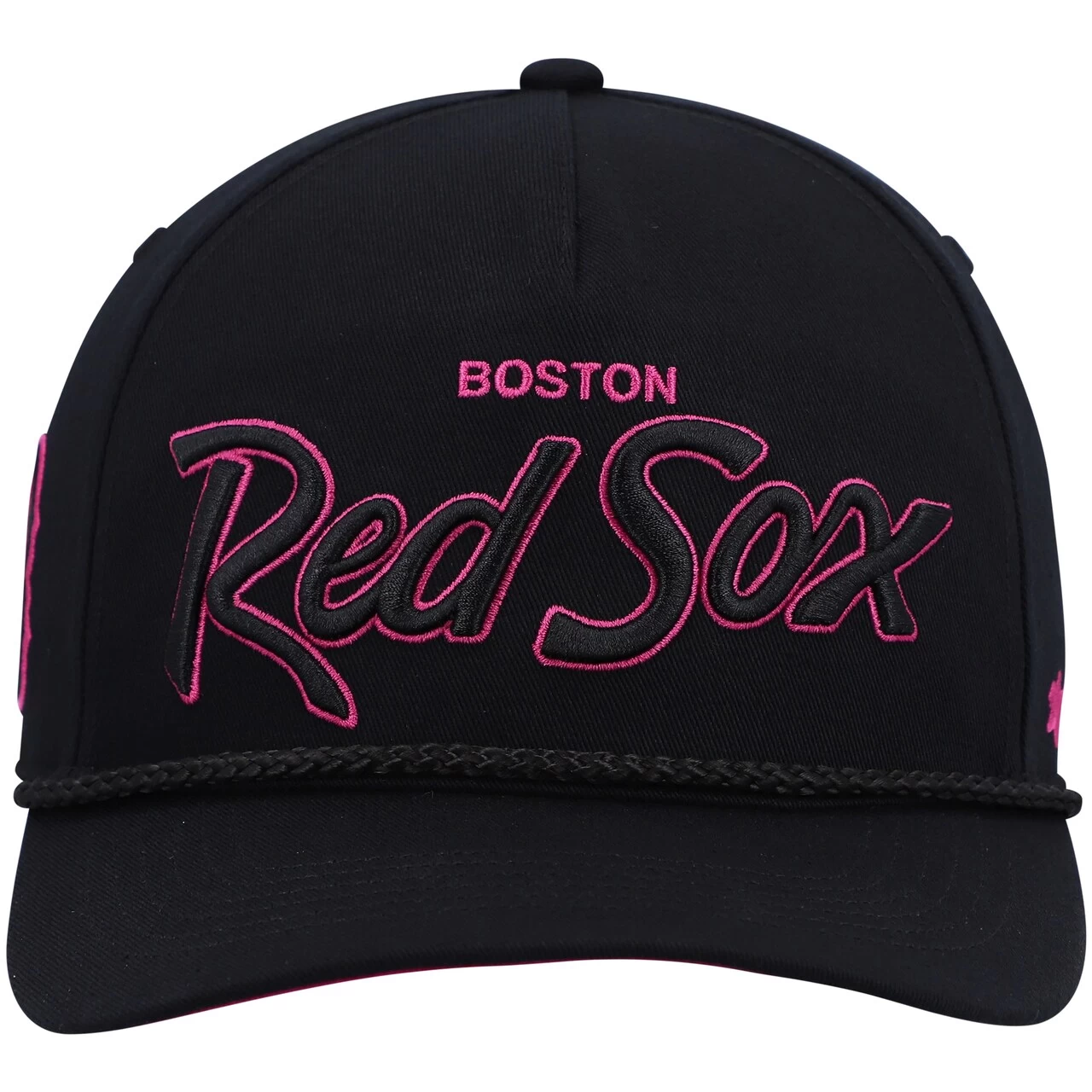 Men's Boston Red Sox '47 Black Hitch Orchid Undervisor Snapback Hat - Image 2