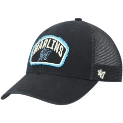 Men's Miami Marlins '47 Black Cledus MVP Trucker Snapback Hat