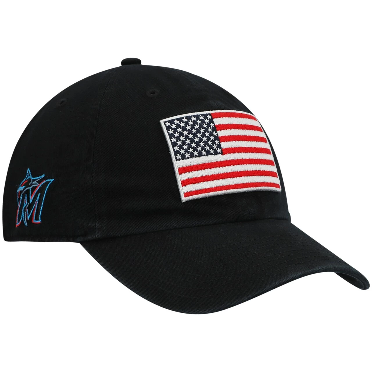 Men's Miami Marlins '47 Black Heritage Front Clean Up Adjustable Hat