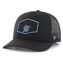 Men's Miami Marlins '47 Black Ridgeline Tonal Patch Trucker Adjustable Hat