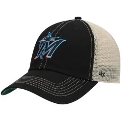 Men's Miami Marlins '47 Black Trawler Clean Up Trucker Snapback Hat